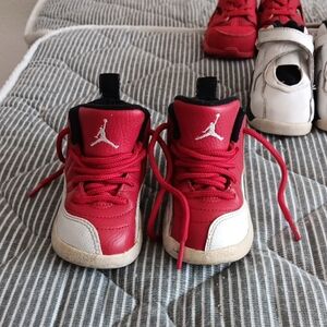 Kids Red and White Jordan Shoes